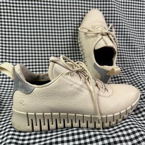 ECCO Gruuv Women's Leather Gore-Tex Sneaker Beige White Walking EU 39 US 8.5